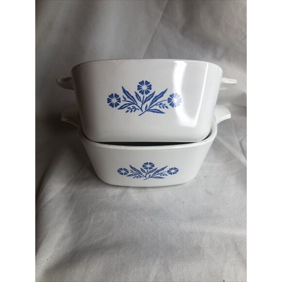 Vintage Cornflower Blue CorningWare P-43-B Square Dish 2 3/4 Cup-Lot Of 2 - Picture 1 of 16